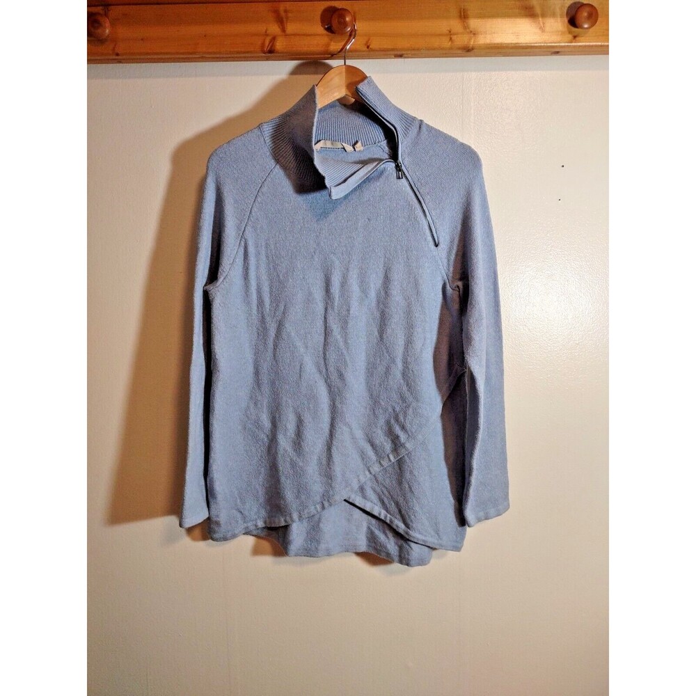 Soft Surroundings Women's M Blue Sweater Long Sleeve Zipper, Fashion